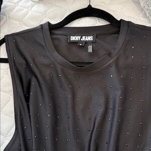 NWOT DKNY Jeans Black Bling Sleeveless Top XL